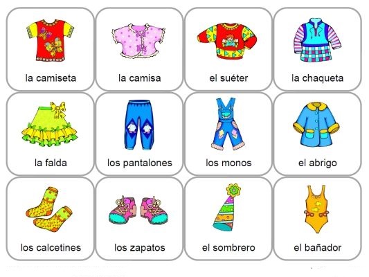 Spanish for clothes – SPANISH TO ENGLISH TRANSLATION